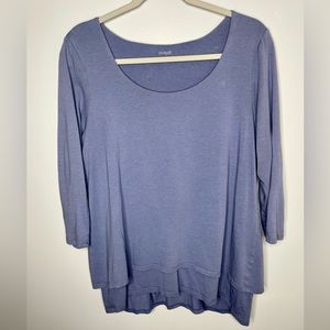 Pure Jill Top Large Blue Periwinkle Faux Layer 3/4 Sleeve Stretchy
